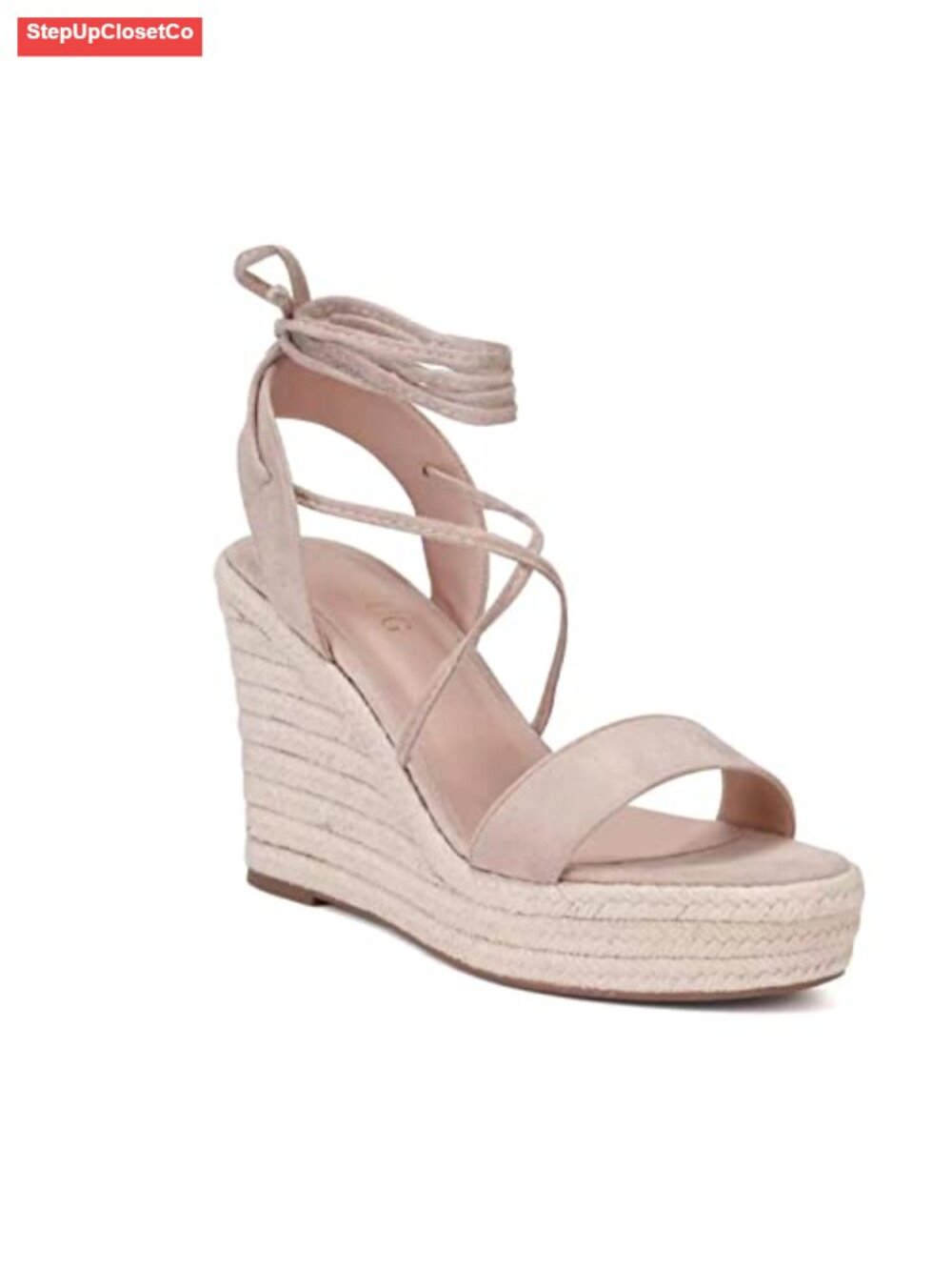 Faux Leather Espadrille Wedge Sandals Lace-Up Open Toe Platform